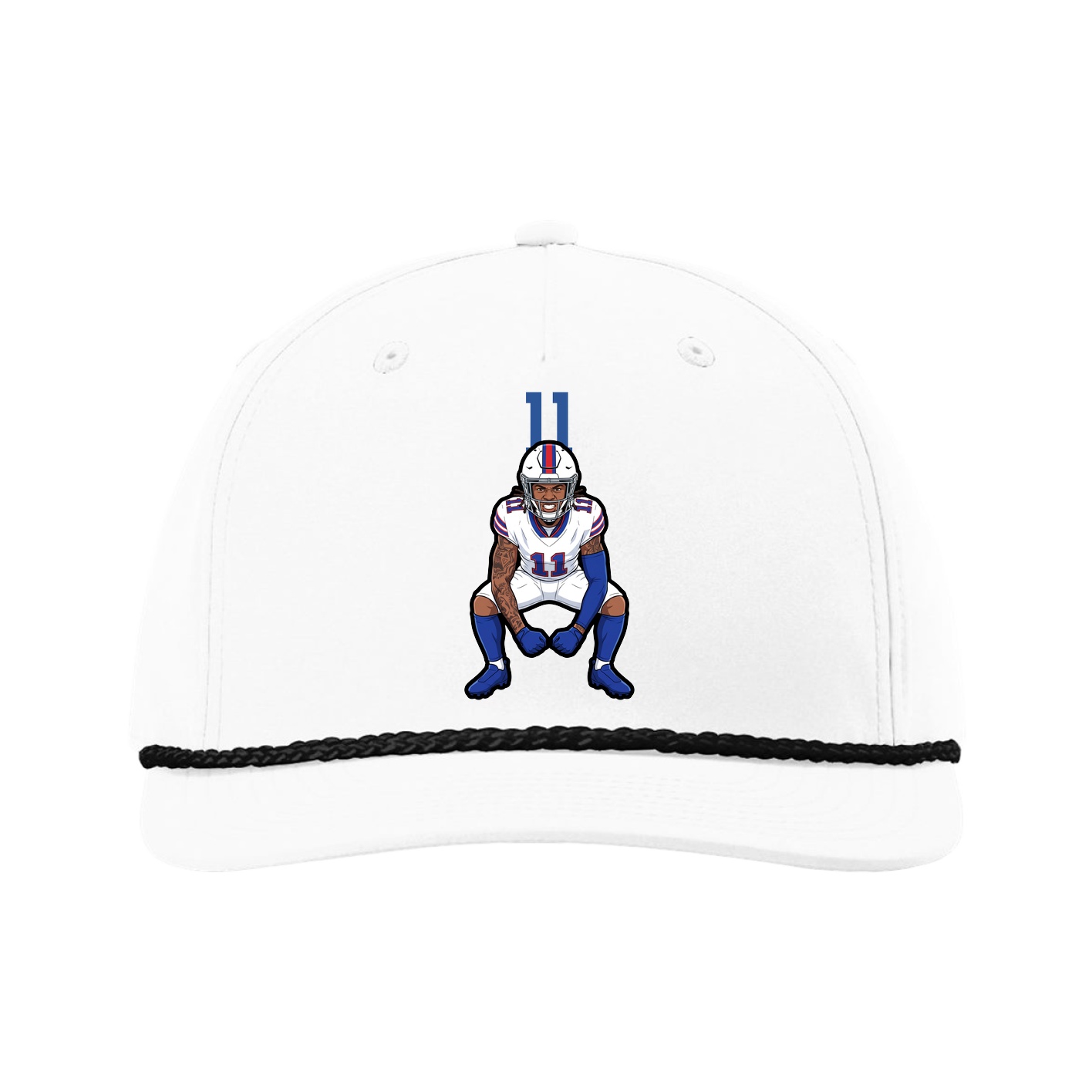 Five-Panel Classic Rope Cap — Number Top in White