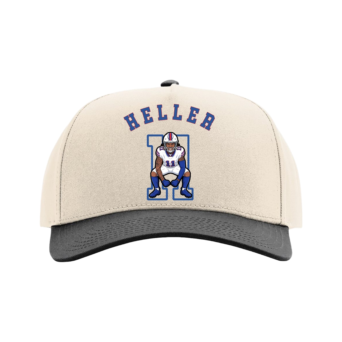 Full Fabric Five-Panel Champ Cap — Shirsey Arch in Cream/Black
