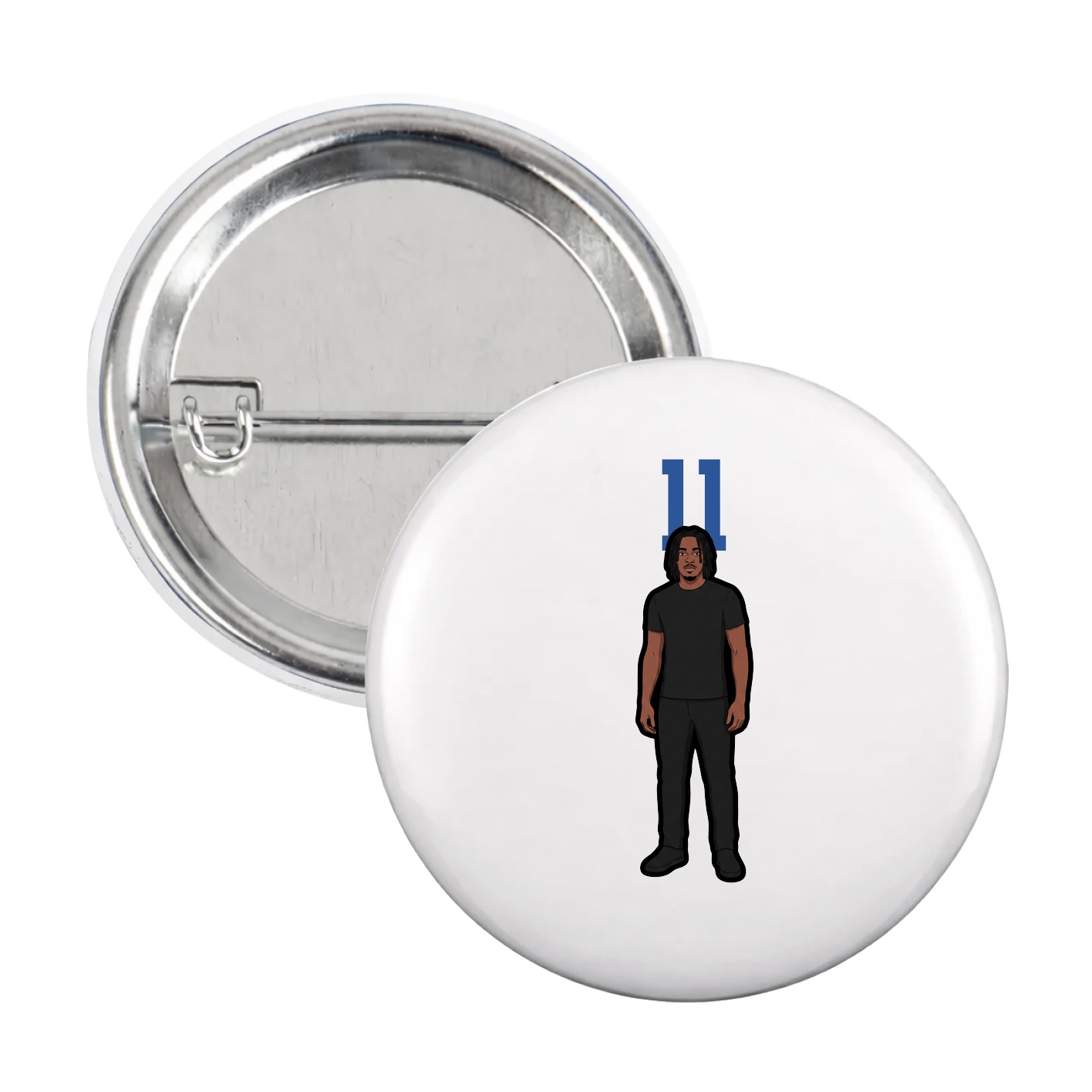 Game Day Button — Number Top in White