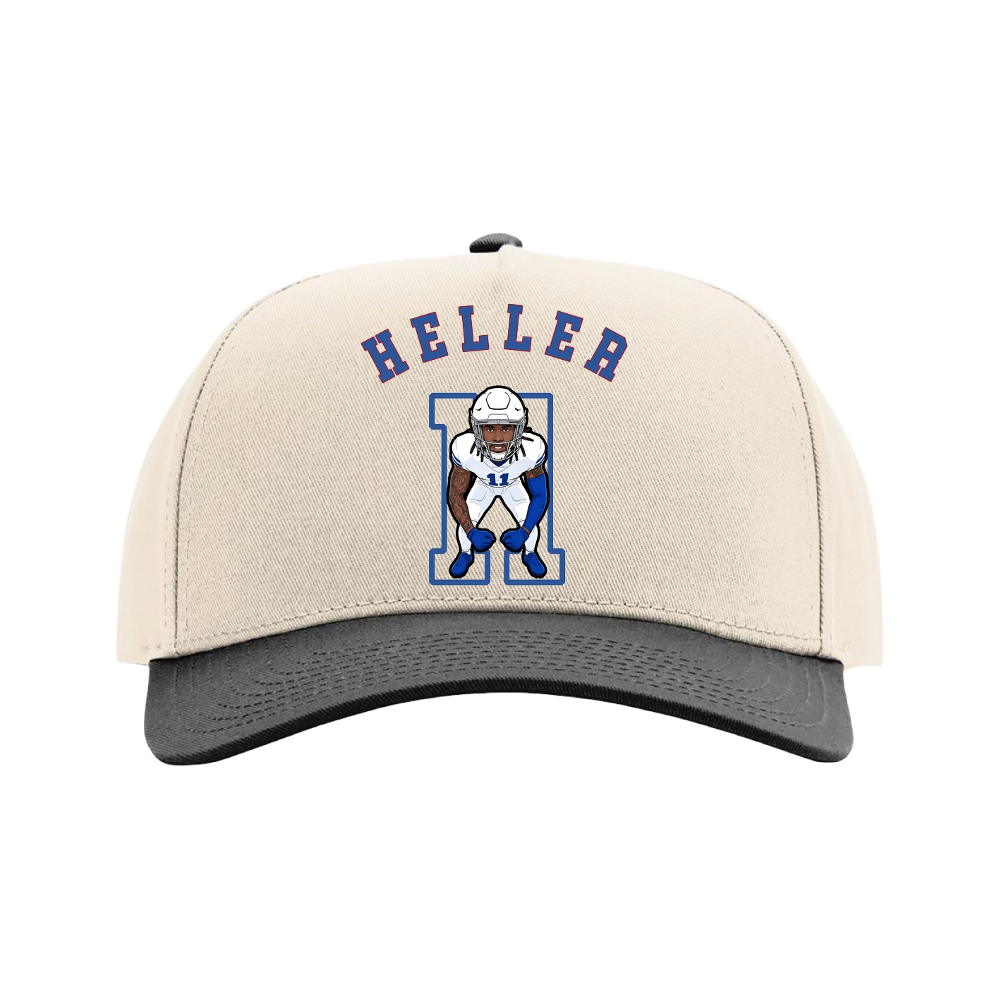 Full Fabric Five-Panel Champ Cap — Shirsey Arch in Cream/Black