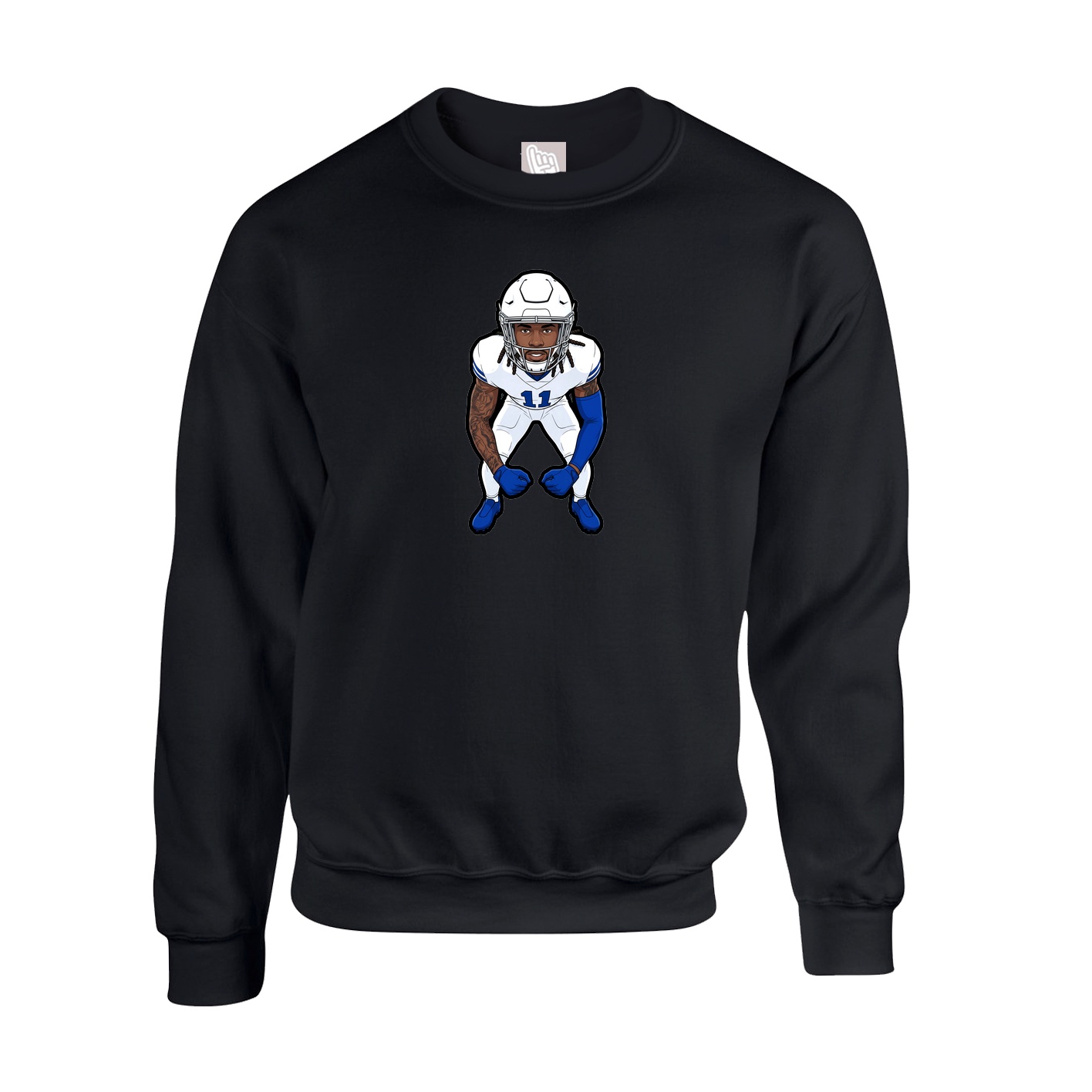 Fleece Crew — Name Vertical in Black