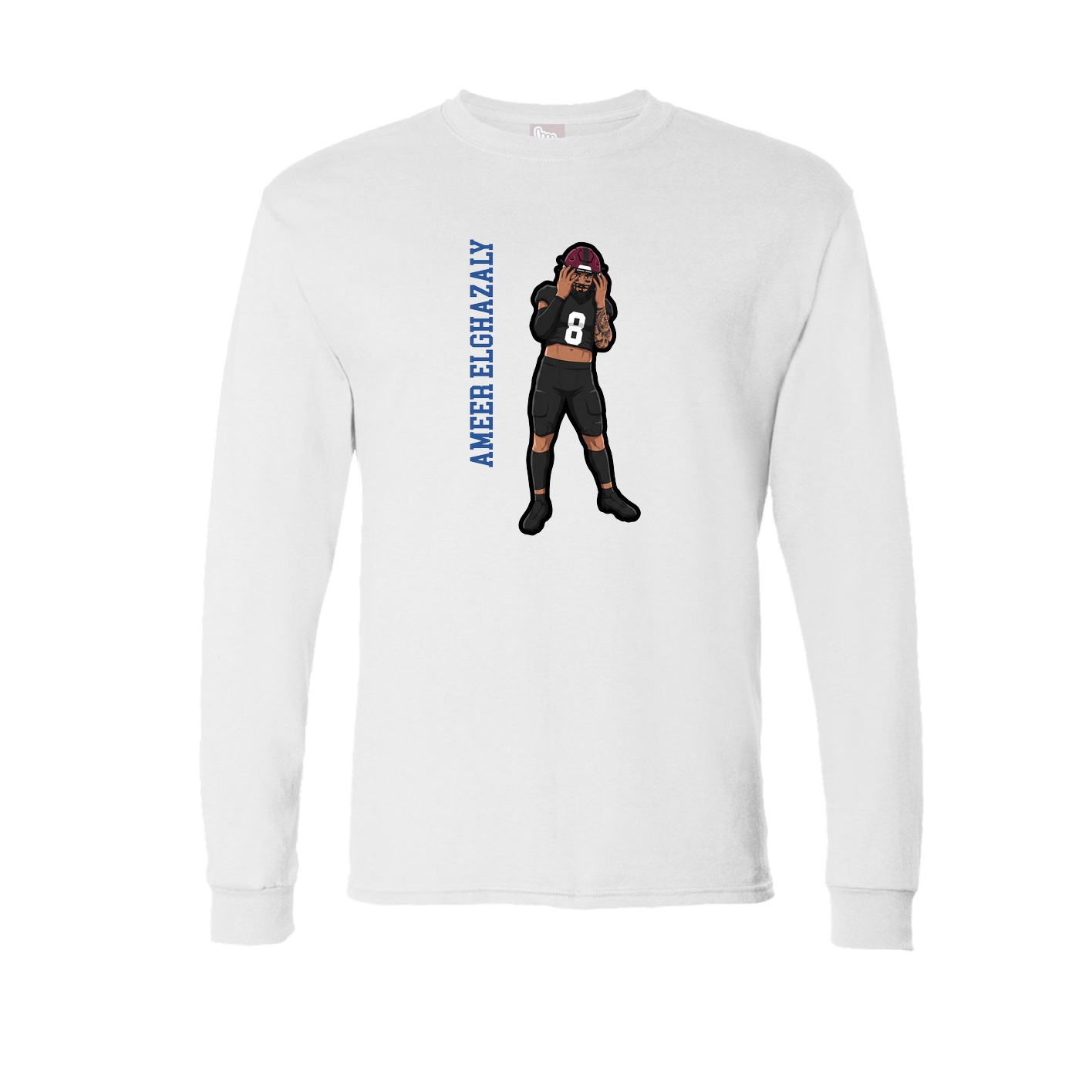 Long Sleeve Tee — Name Vertical in White