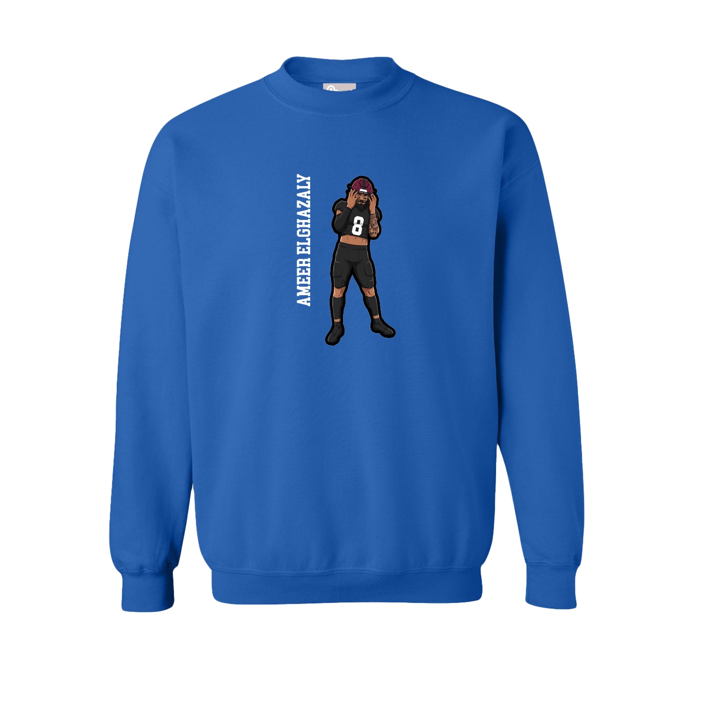 Fleece Crew — Name Vertical in Royal