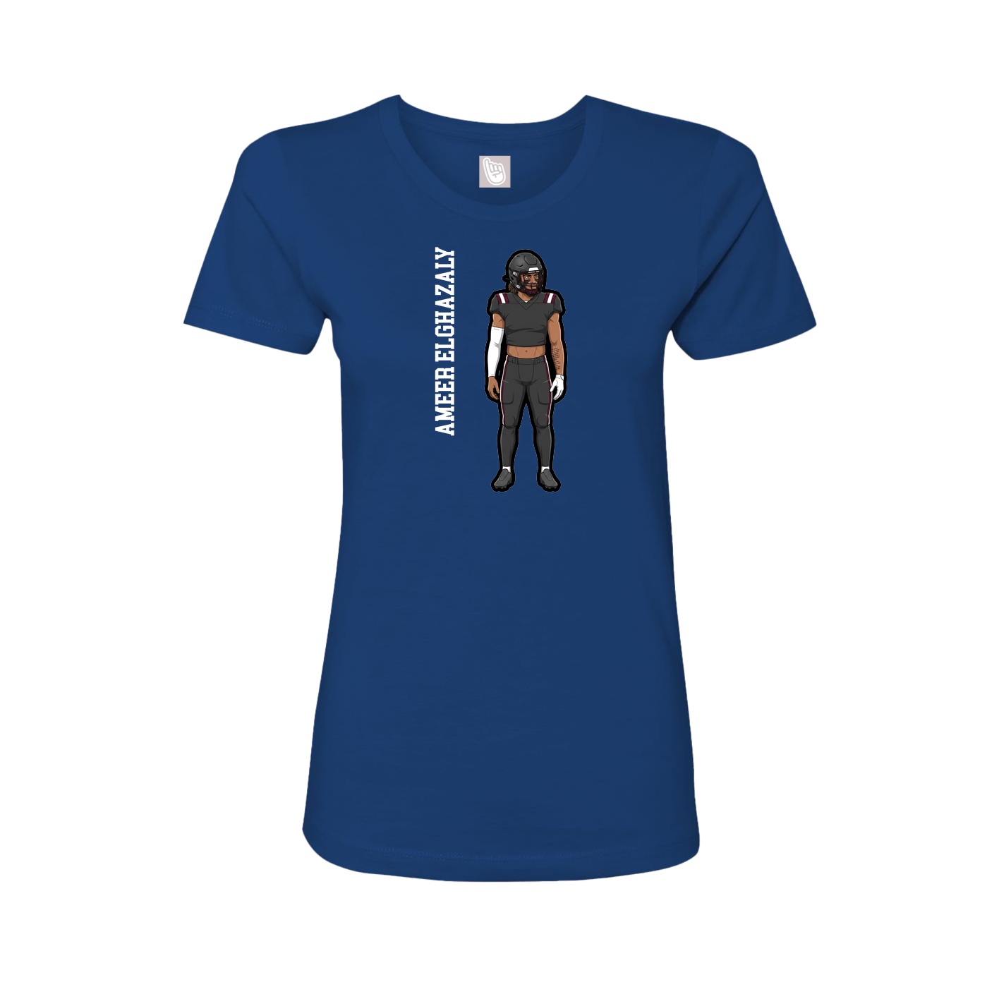 Fitted Women's Tee — Name Vertical in Royal