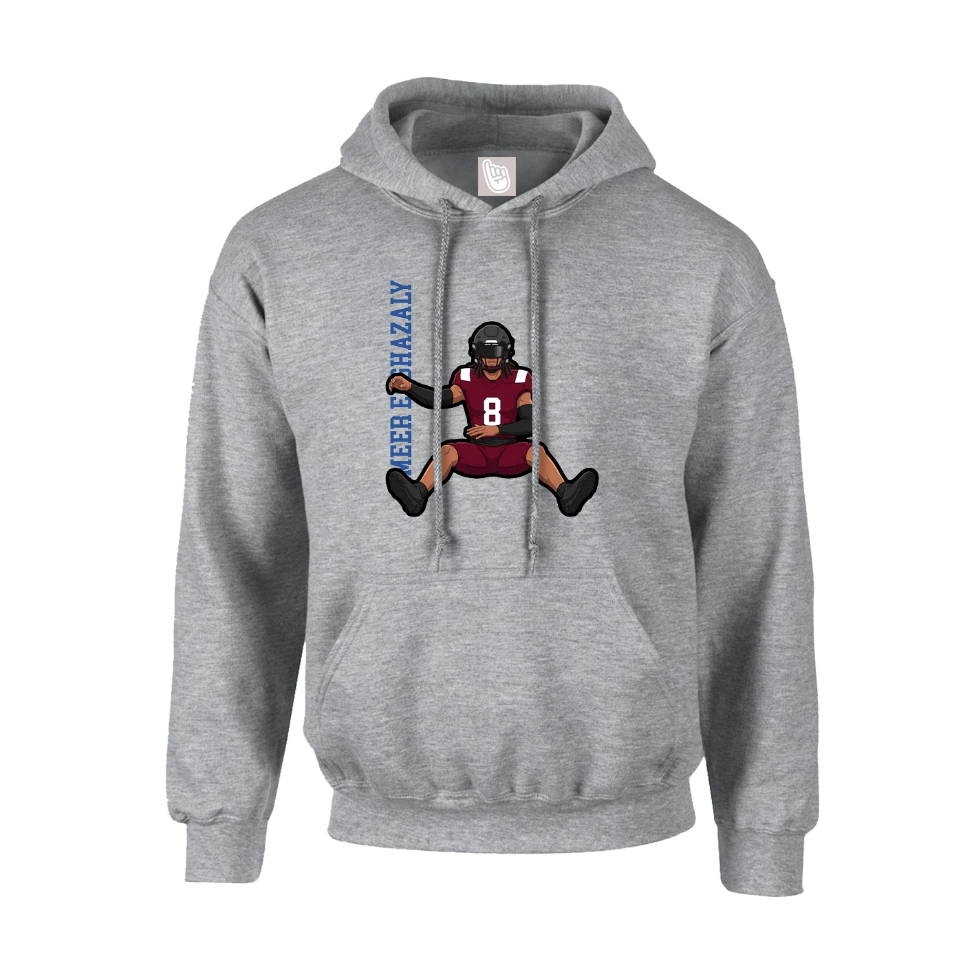 Hoodie — Name Vertical in Grey