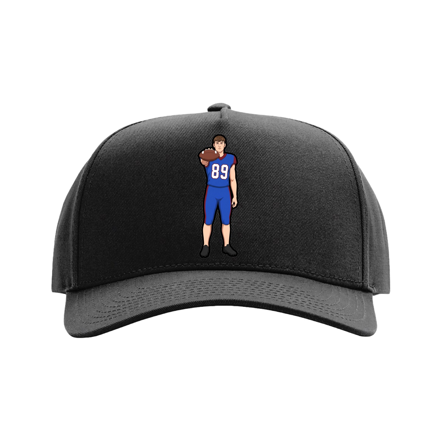 Full Fabric Five-Panel Champ Cap — Name Vertical in Black