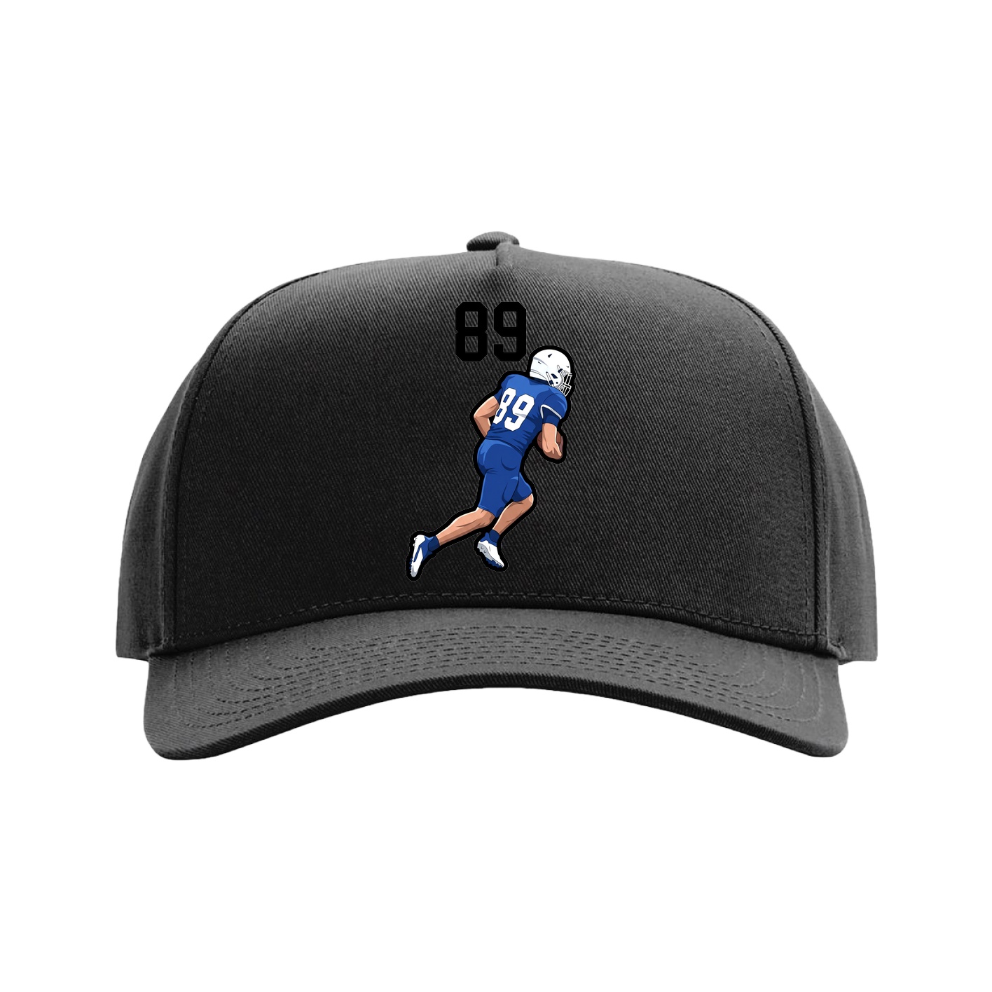 Full Fabric Five-Panel Champ Cap — Number Top in Black