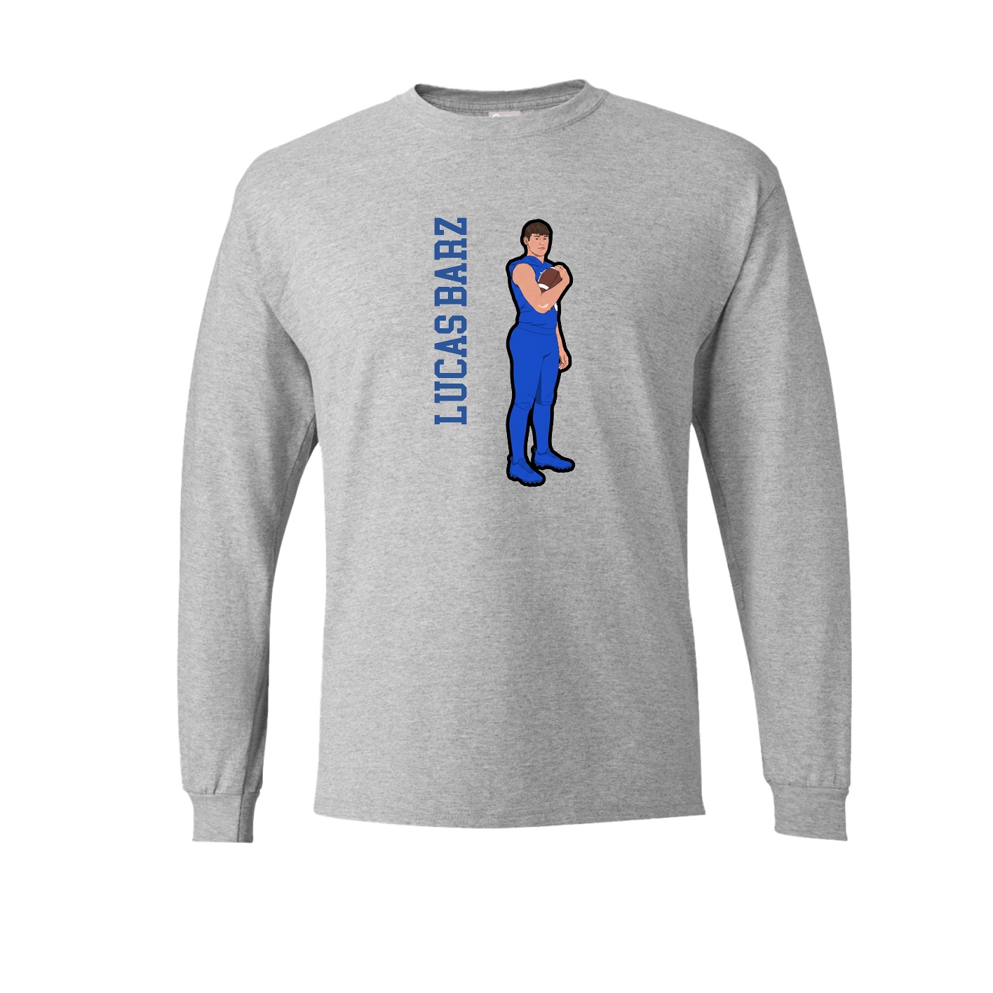 Long Sleeve Tee — Name Vertical in Grey