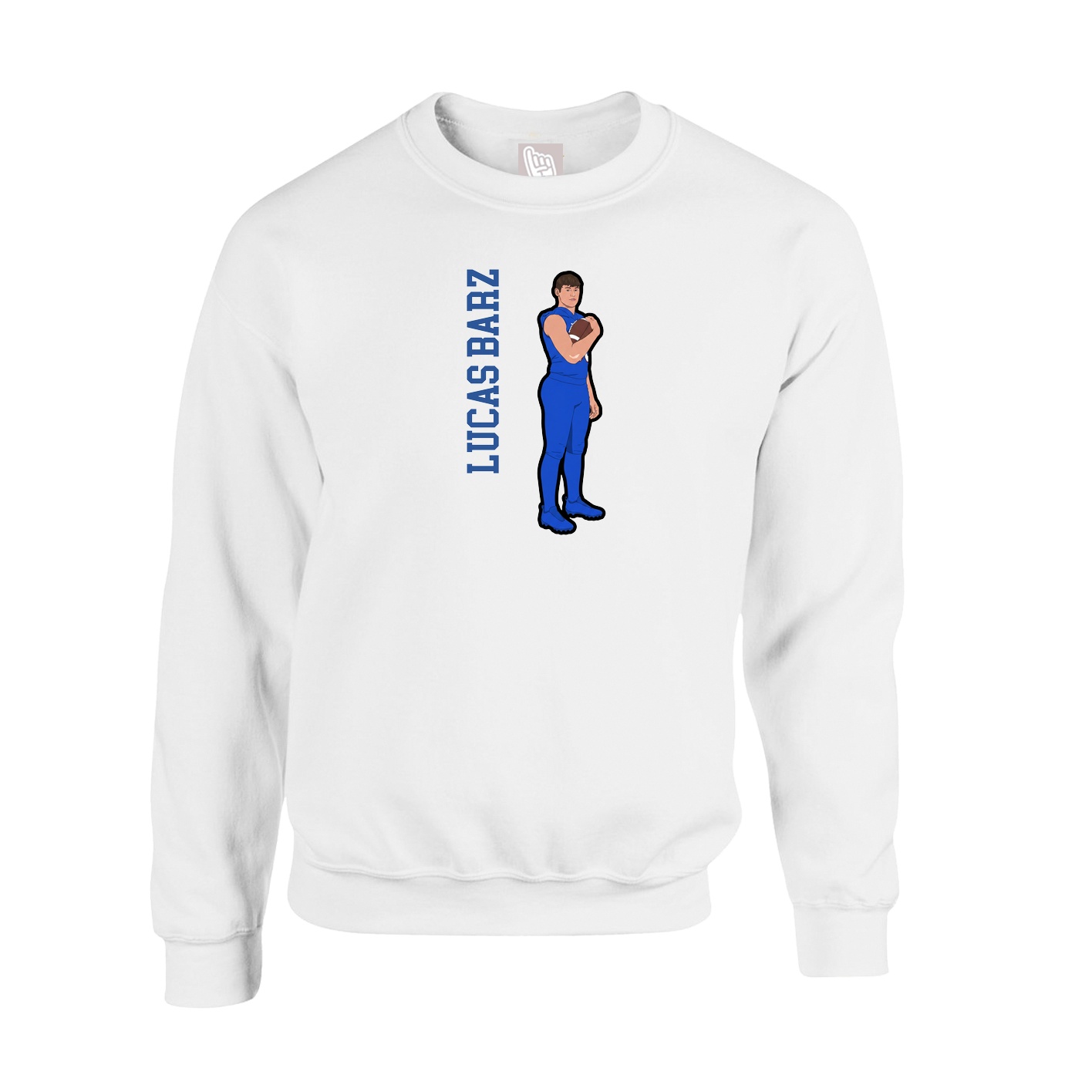 Fleece Crew — Name Vertical in White