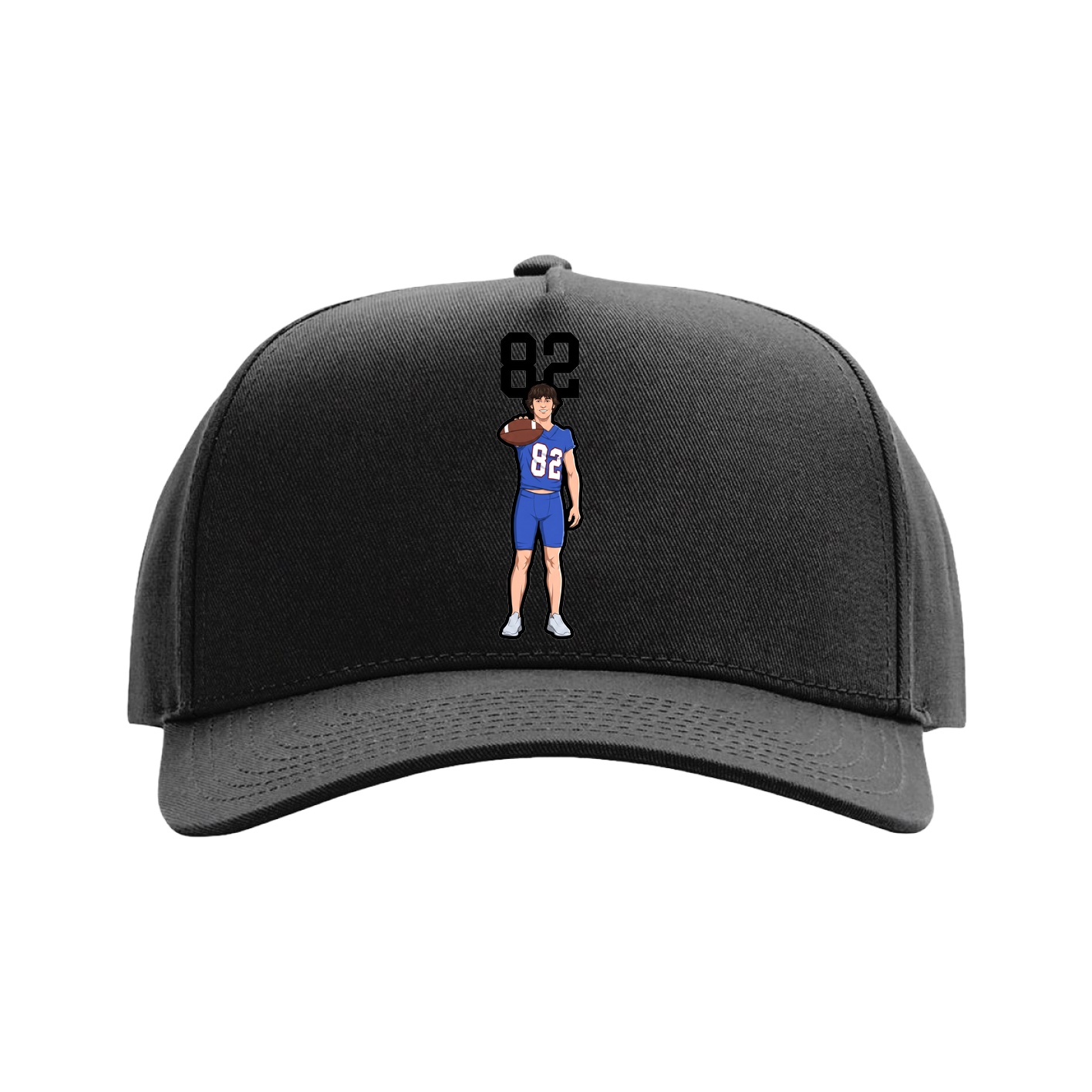Full Fabric Five-Panel Champ Cap — Number Top in Black