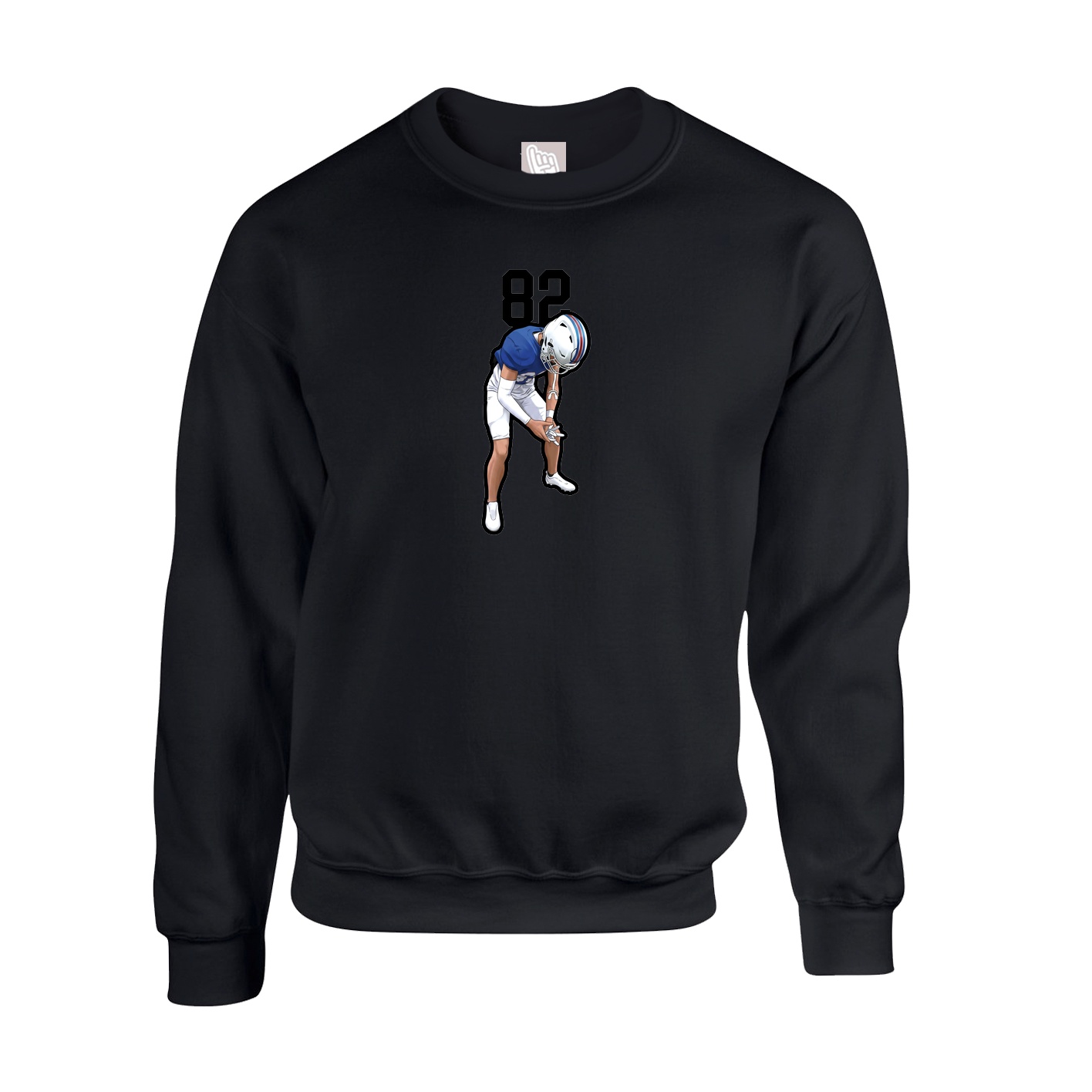 Fleece Crew — Number Top in Black