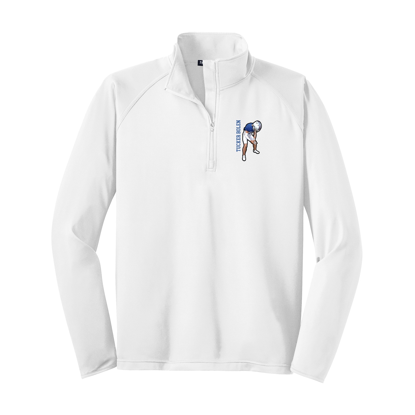 Q-Zip Pullover — Name Vertical in White