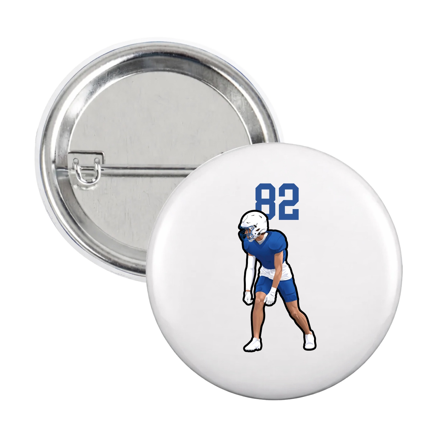 Game Day Button — Number Top in White