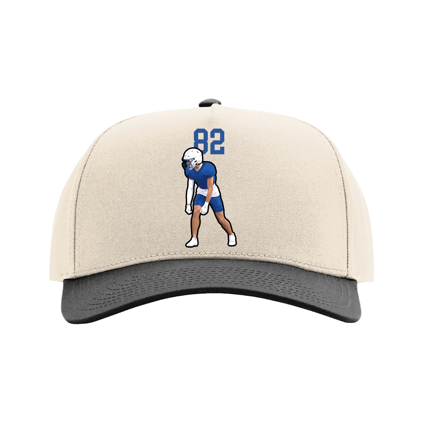 Full Fabric Five-Panel Champ Cap — Number Top in Cream/Black