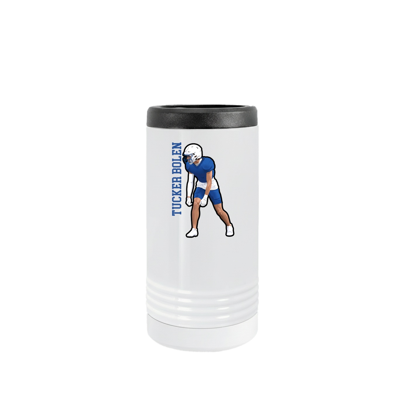 Slim Beverage Holder — Name Vertical in White