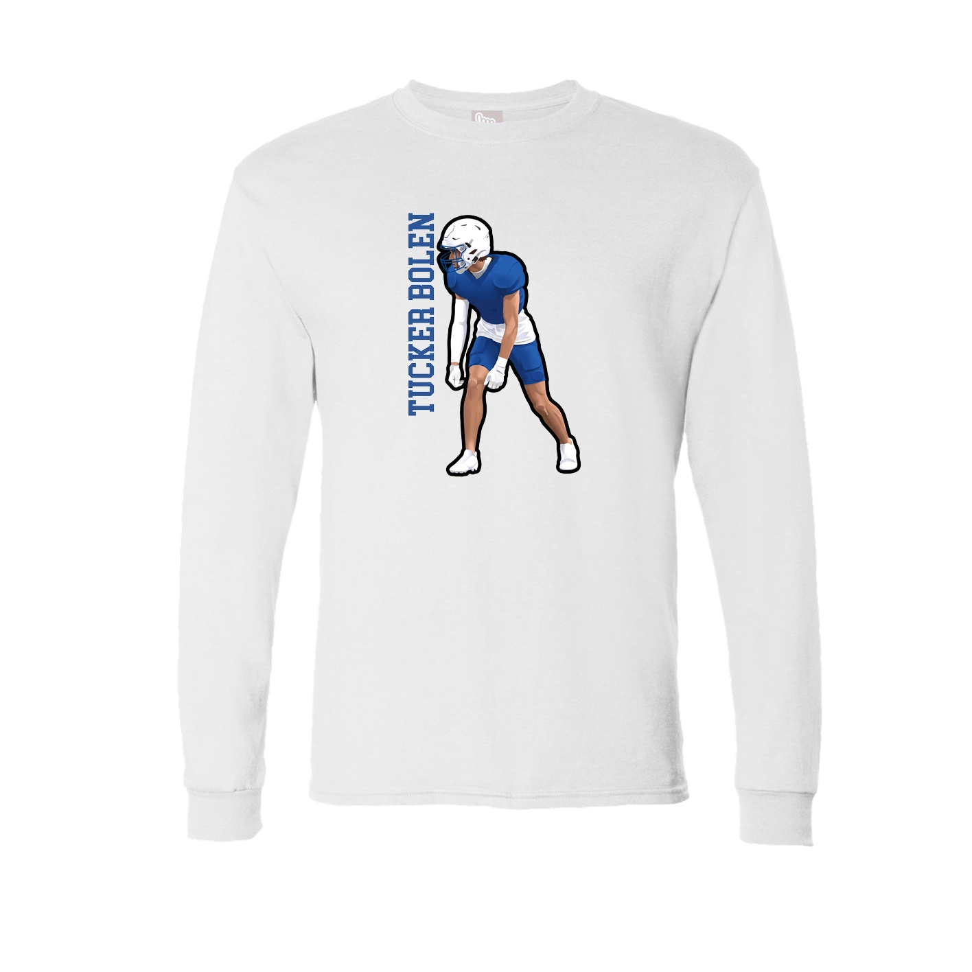 Long Sleeve Tee — Name Vertical in White
