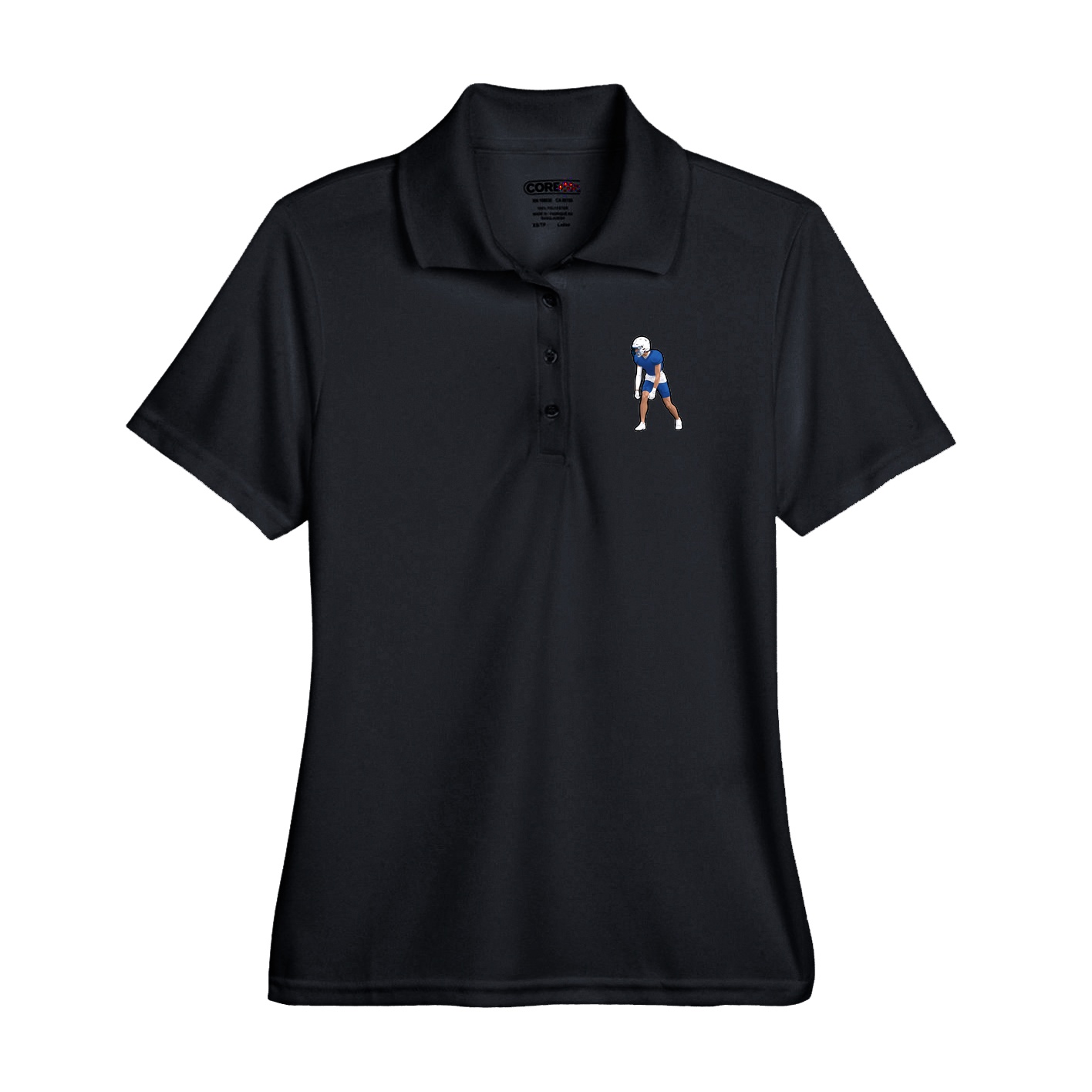 Performance Polo — Name Vertical in Black