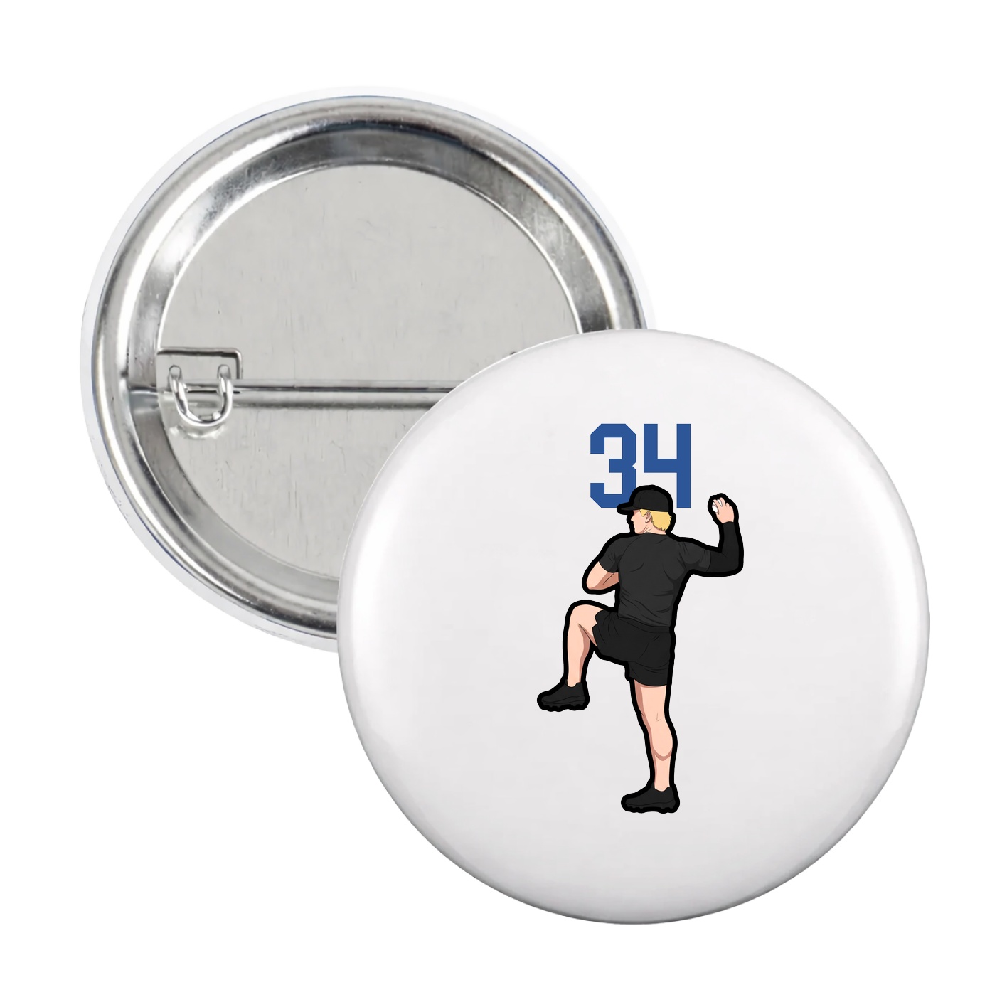 Game Day Button — Number Top in White