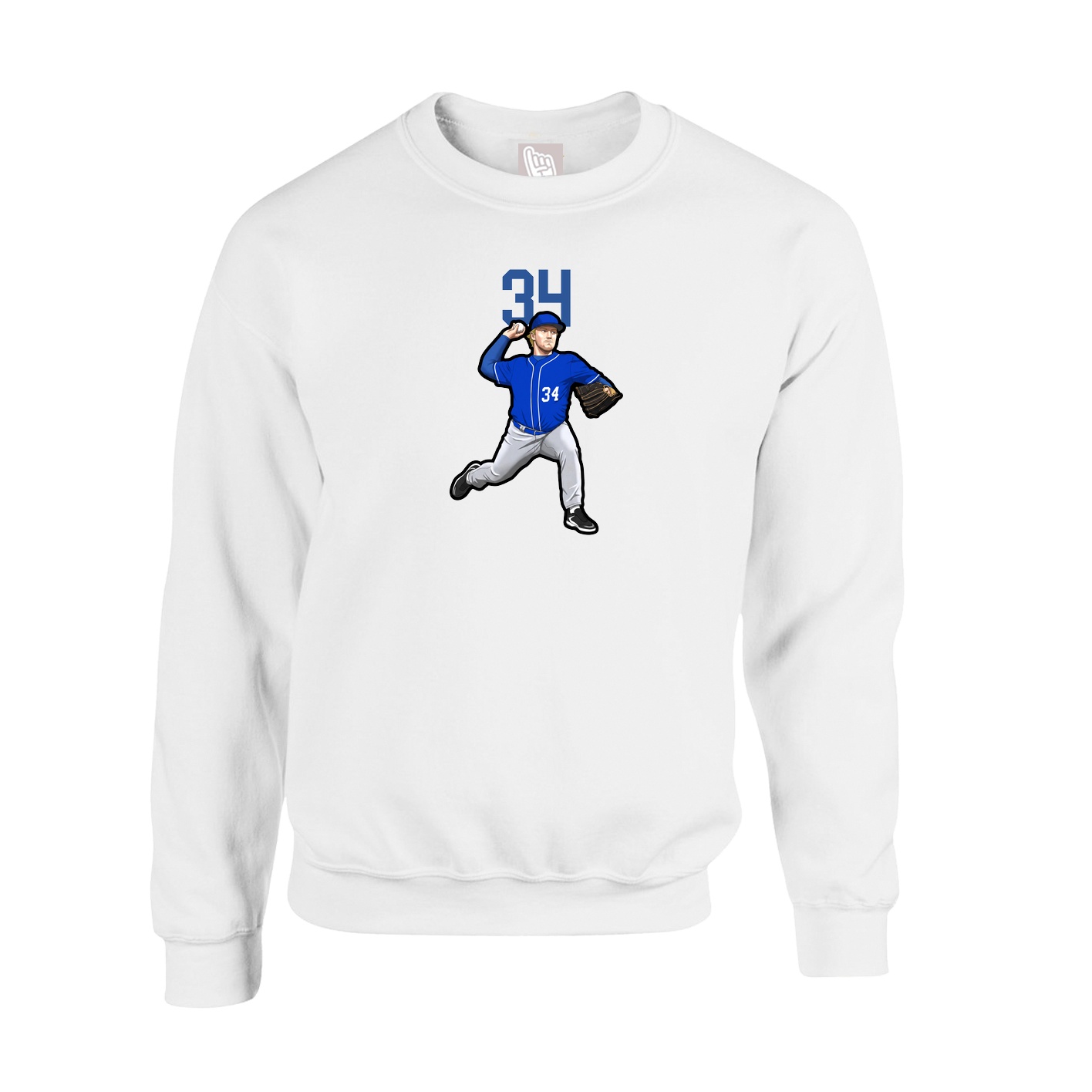 Fleece Crew — Number Top in White
