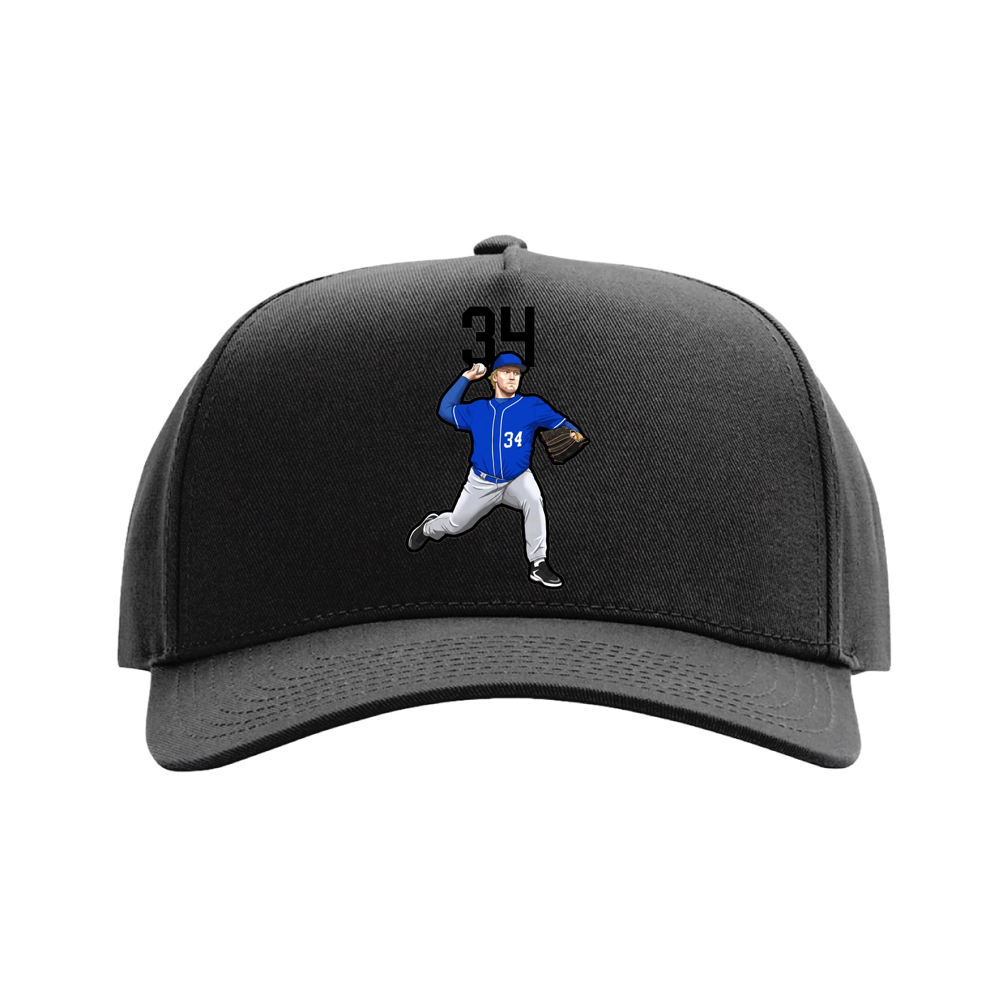 Full Fabric Five-Panel Champ Cap — Number Top in Black