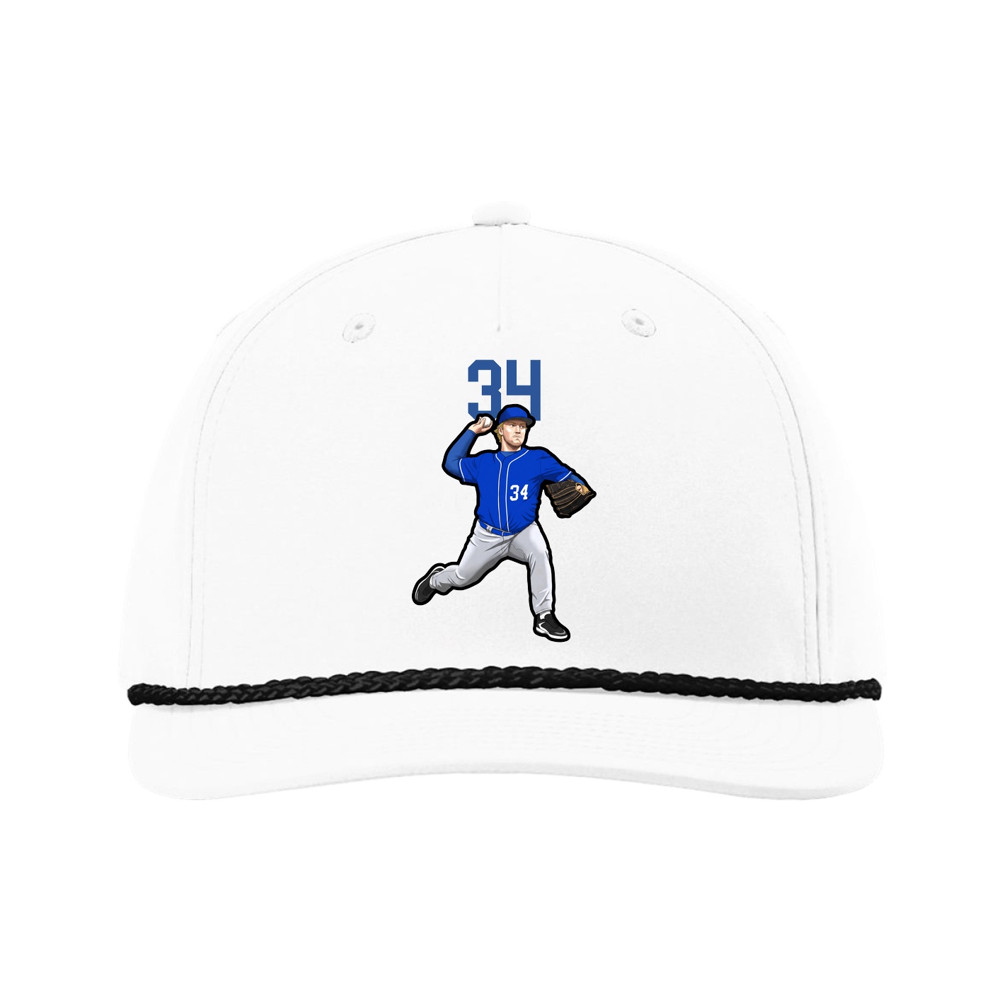 Five-Panel Classic Rope Cap — Number Top in White