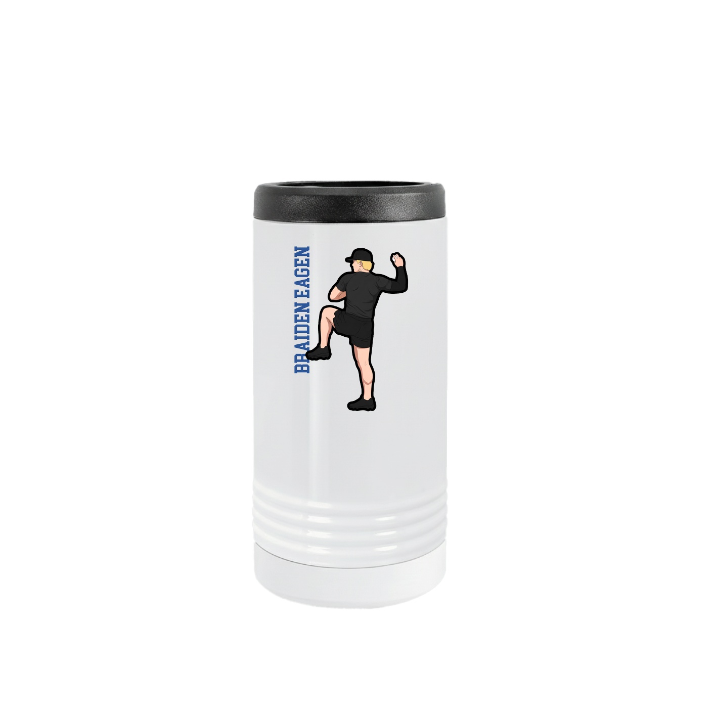 Slim Beverage Holder — Name Vertical in White
