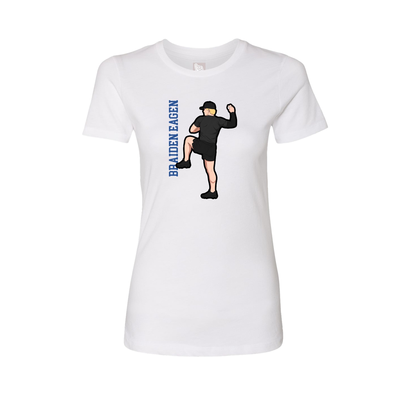 Fitted Women's Tee — Name Vertical in White