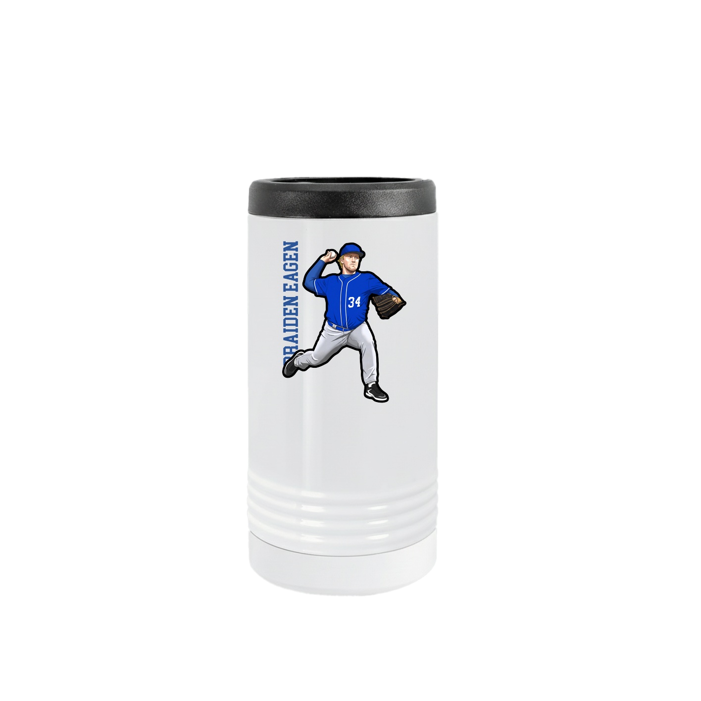 Slim Beverage Holder — Name Vertical in White