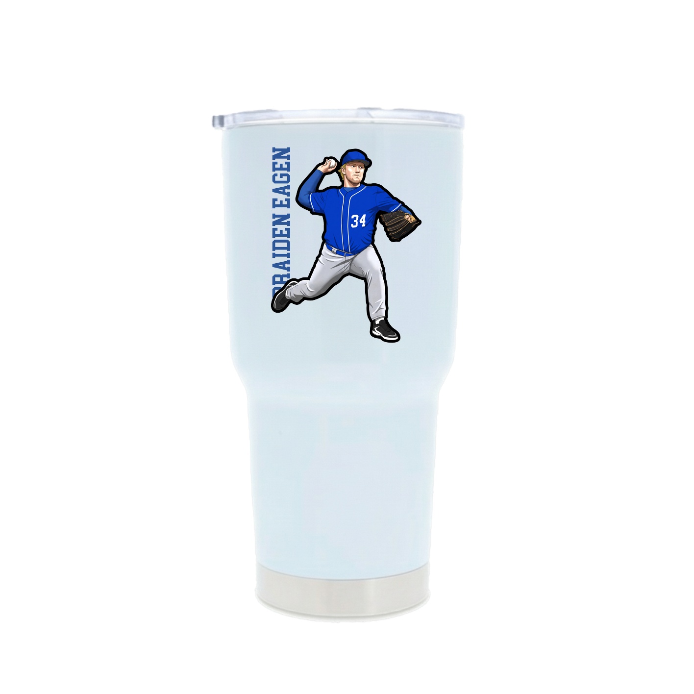 30oz Stainless Steel Tumbler — Name Vertical in White