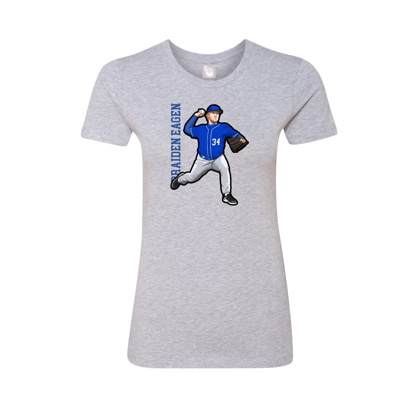Fitted Women's Tee — Name Vertical in Grey