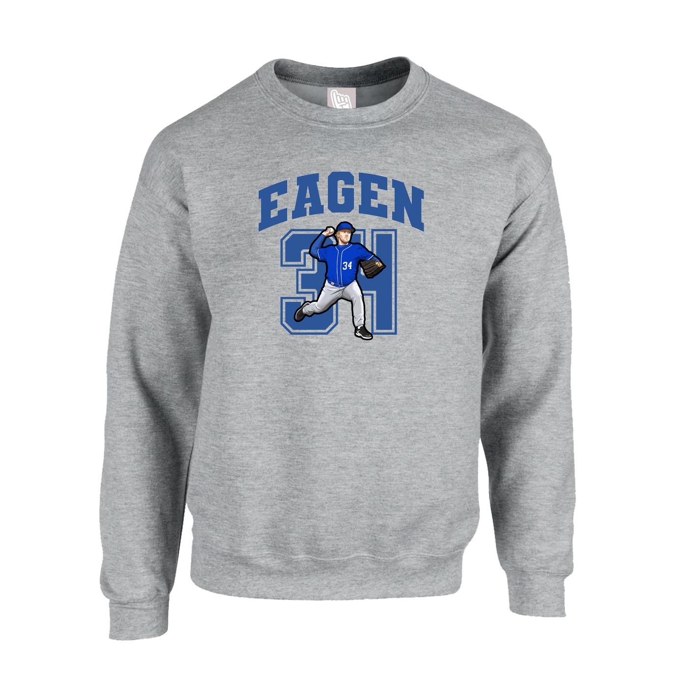 Fleece Crew — Number in Grey