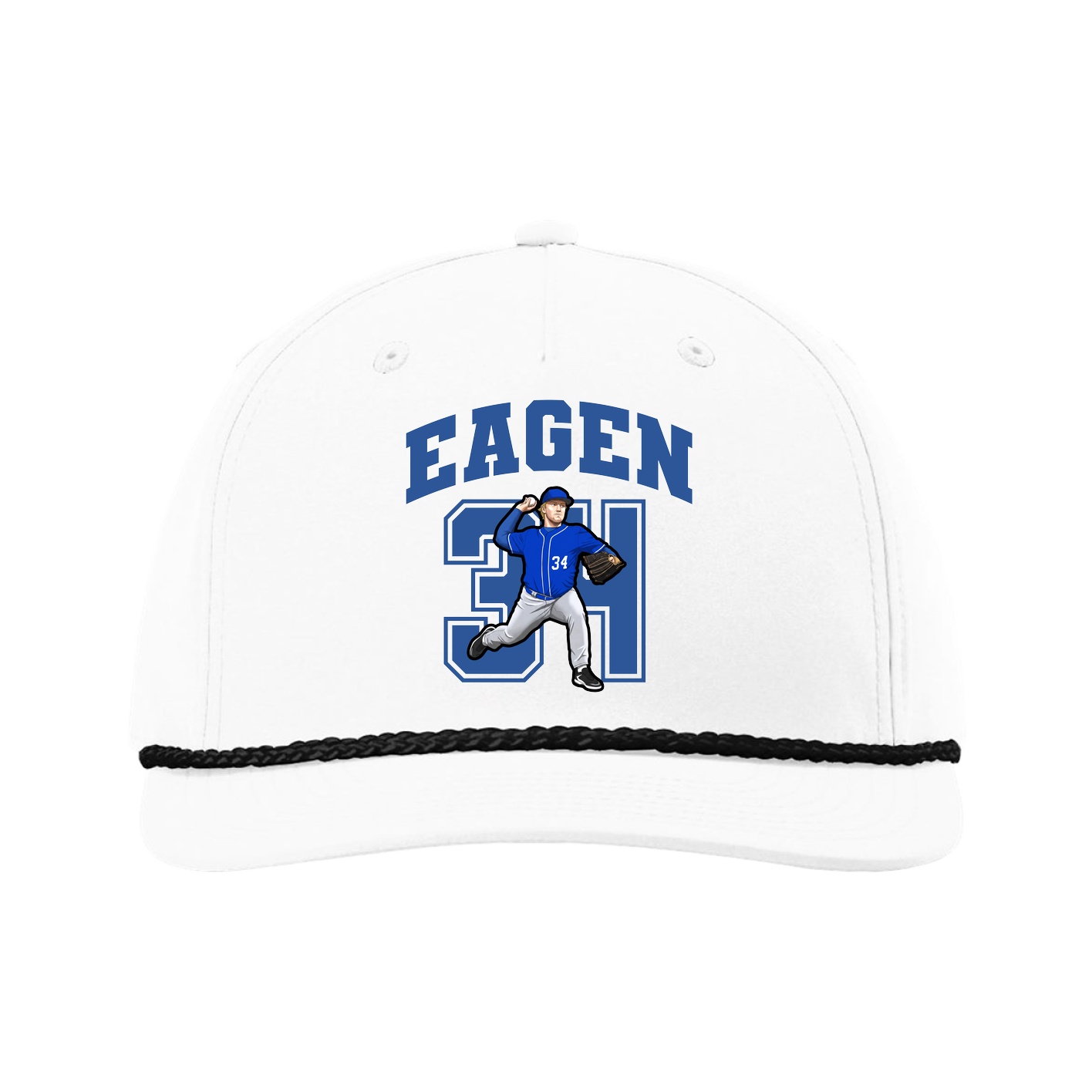 Five-Panel Classic Rope Cap — Number in White