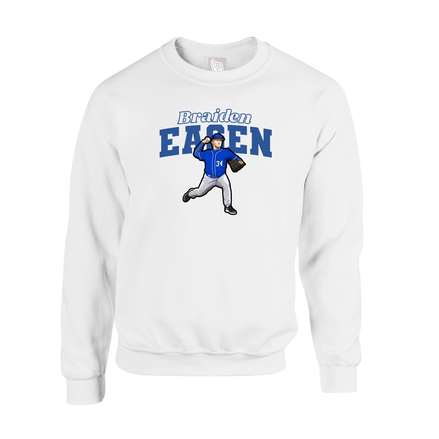 Fleece Crew — Name Arch in White