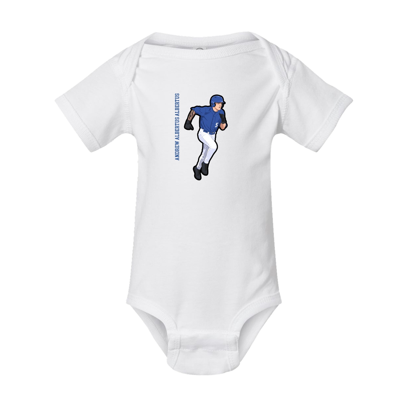 Baby Onesie — Name Vertical in White