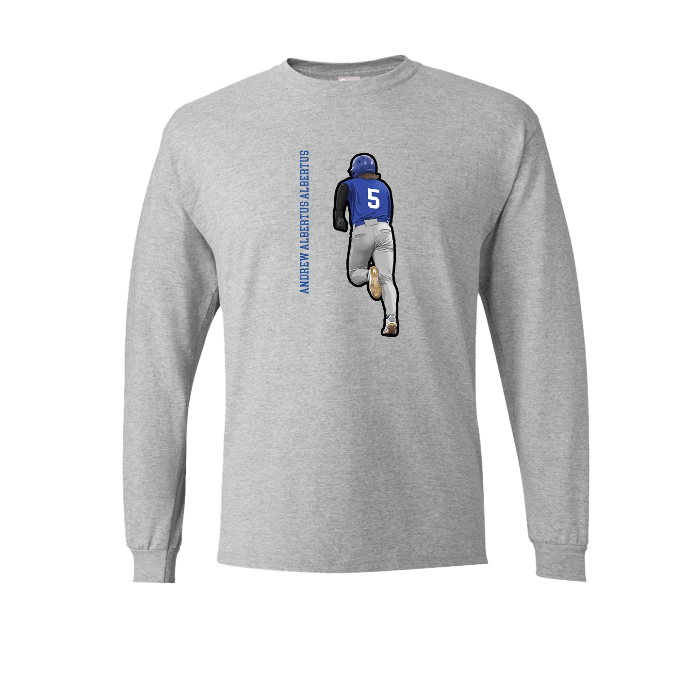 Long Sleeve Tee — Name Vertical in Grey