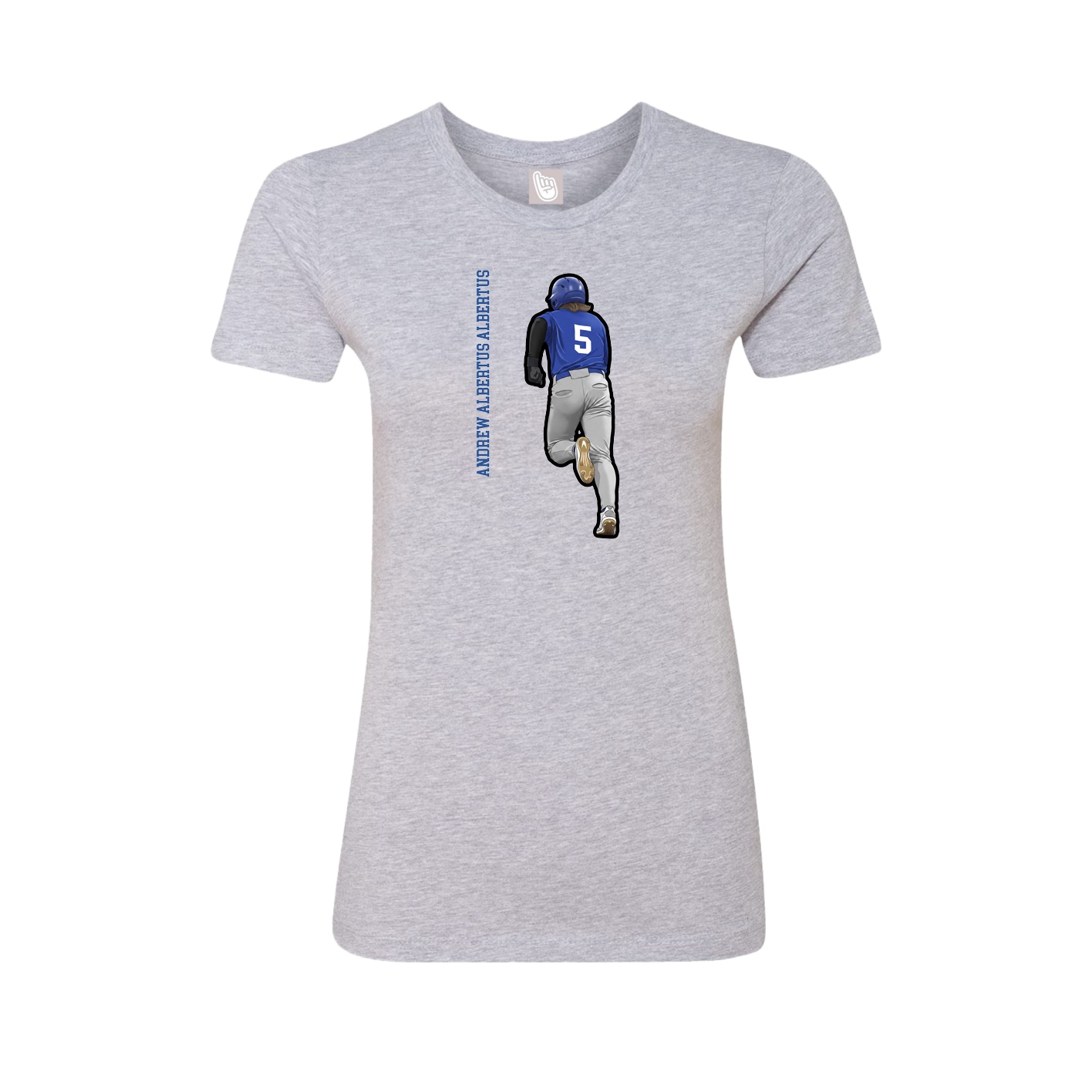 Fitted Women's Tee — Name Vertical in Grey