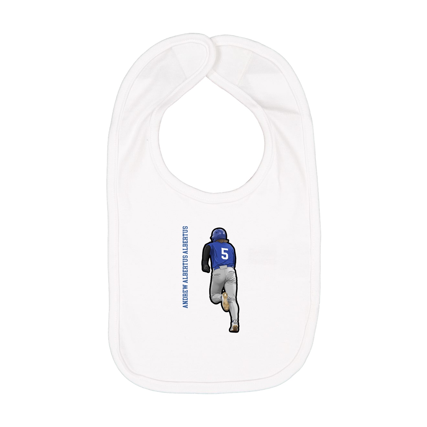Infant Bib — Name Vertical in White