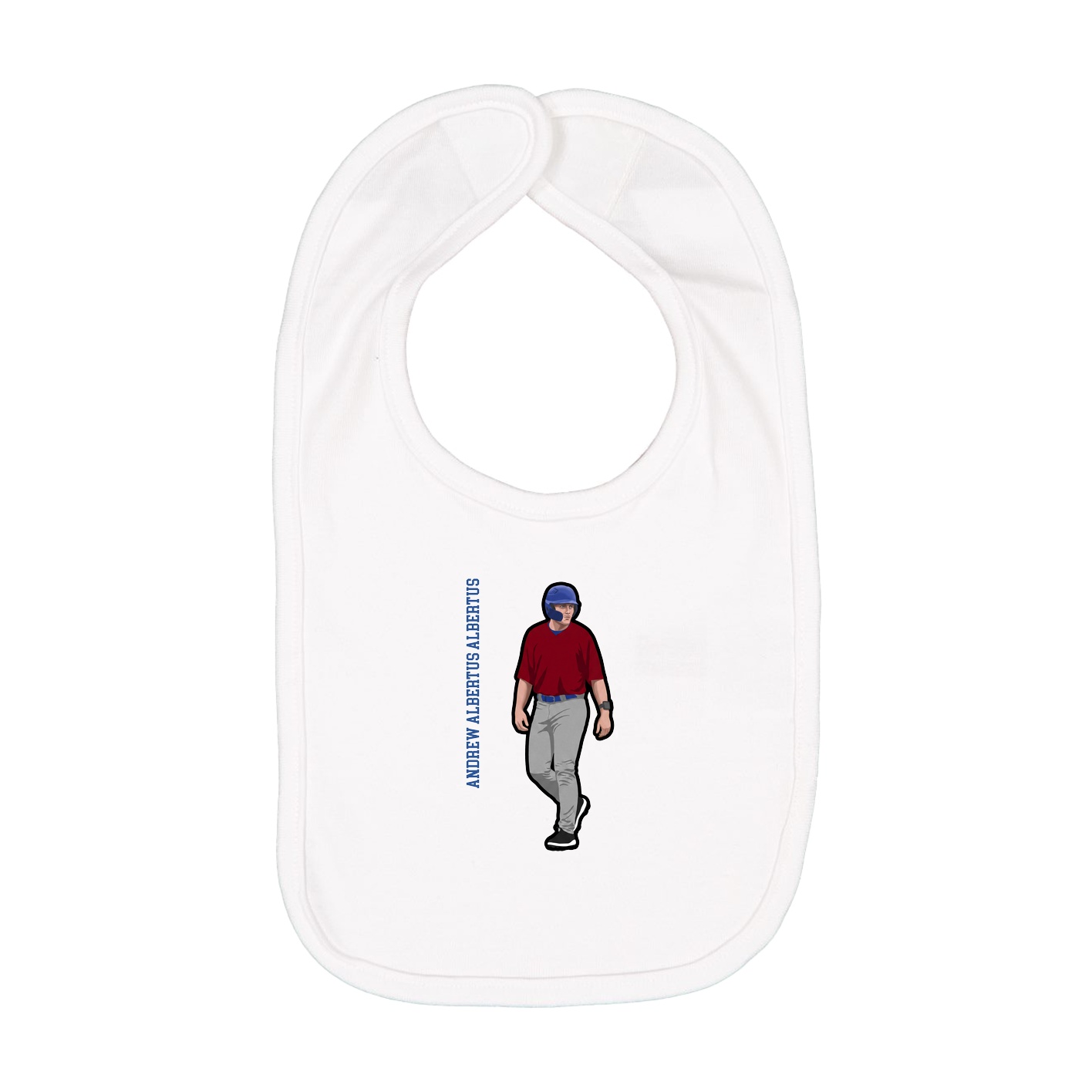 Infant Bib — Name Vertical in White