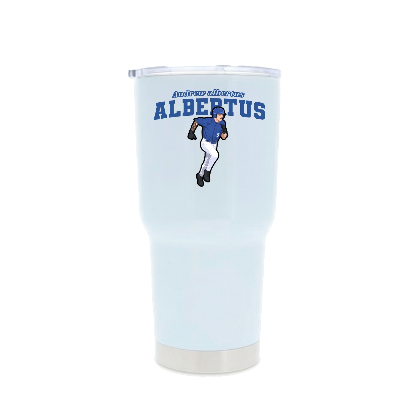 30oz Stainless Steel Tumbler — Name Arch in White