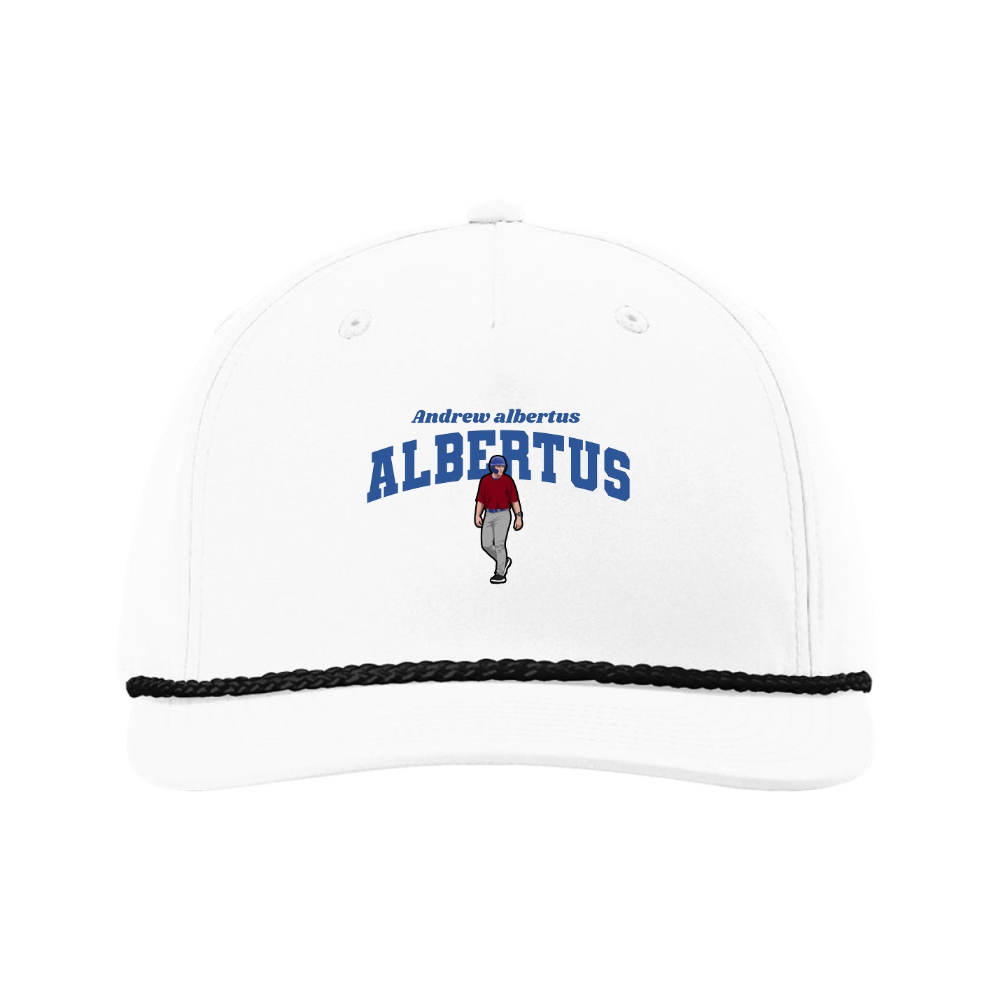Five-Panel Classic Rope Cap — Signature Arch in White