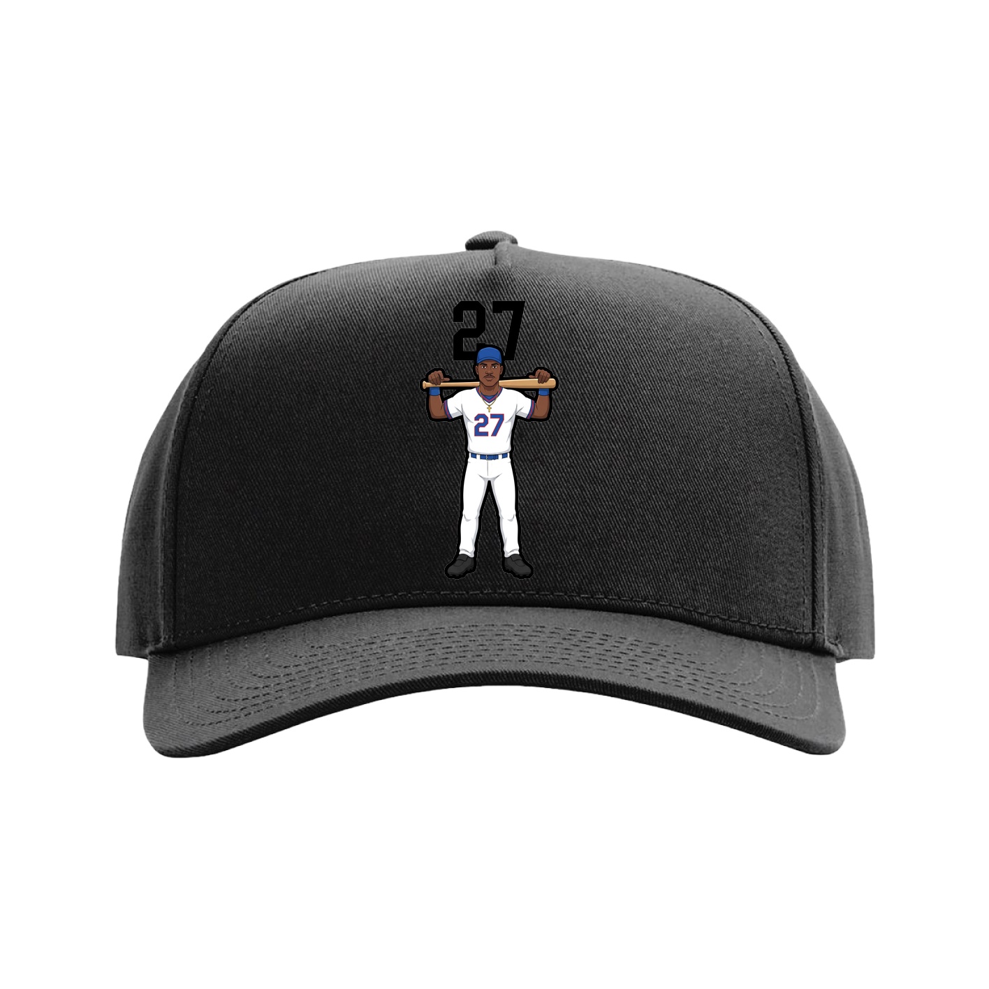 Full Fabric Five-Panel Champ Cap — Number Top in Black