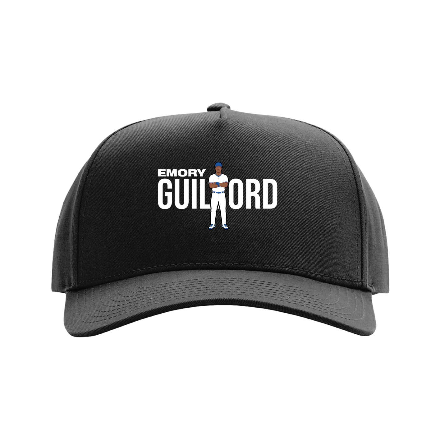 Full Fabric Five-Panel Champ Cap — Player Name in Black