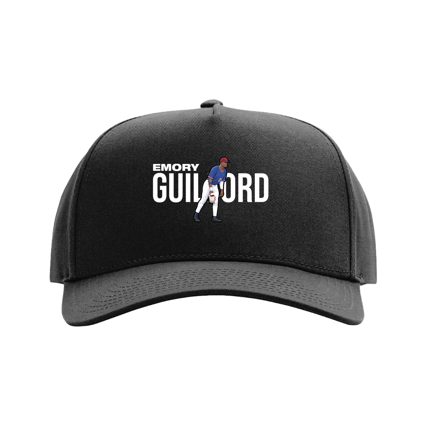 Full Fabric Five-Panel Champ Cap — Player Name in Black
