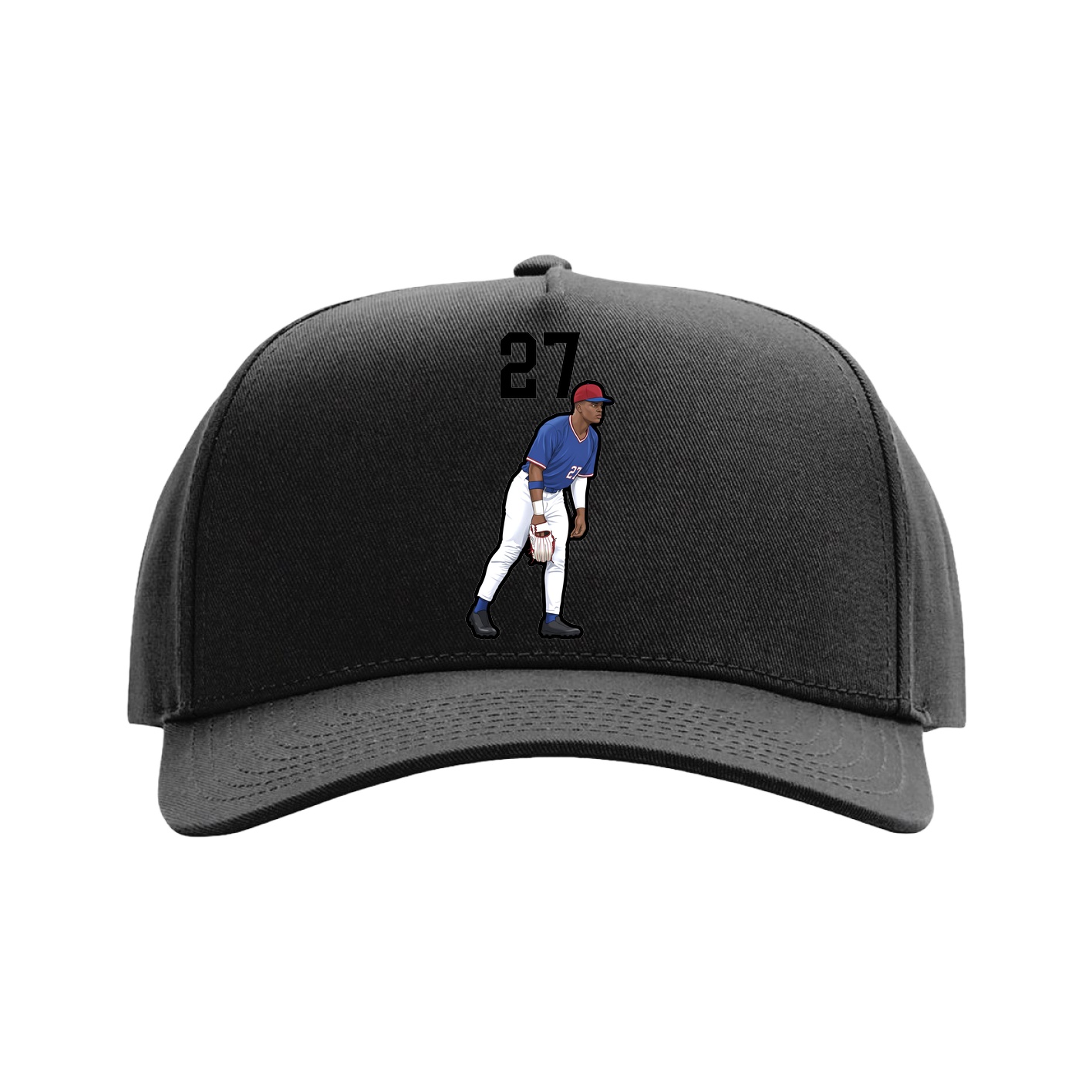 Full Fabric Five-Panel Champ Cap — Number Top in Black