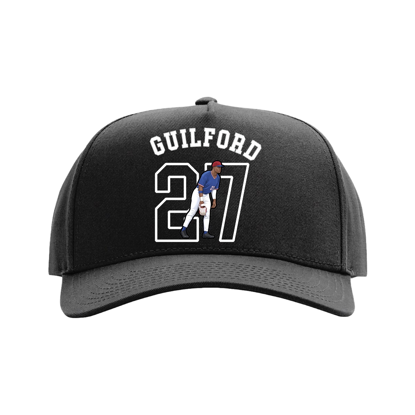 Full Fabric Five-Panel Champ Cap — Shirsey Arch in Black