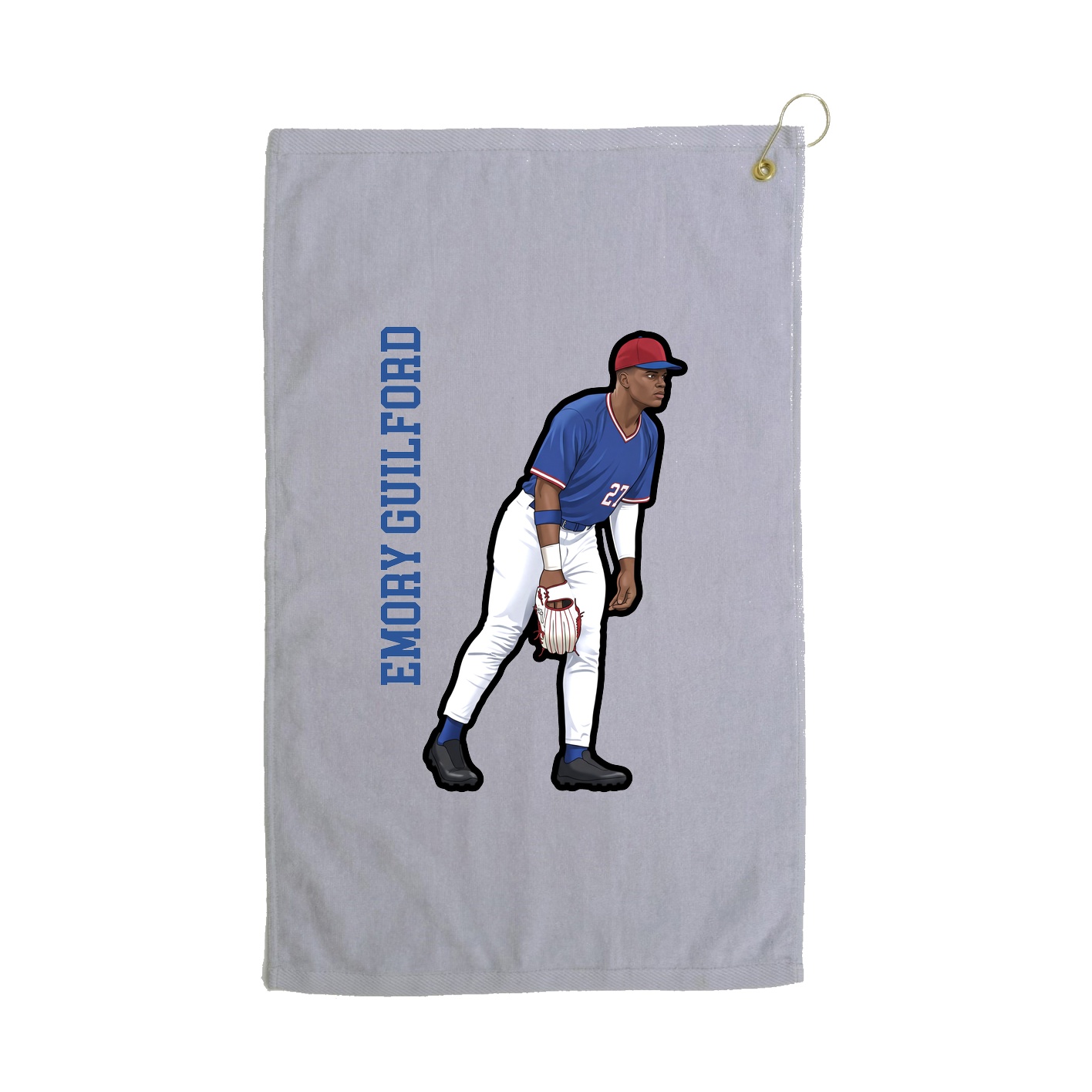 Golf Towel — Name Vertical in Grey