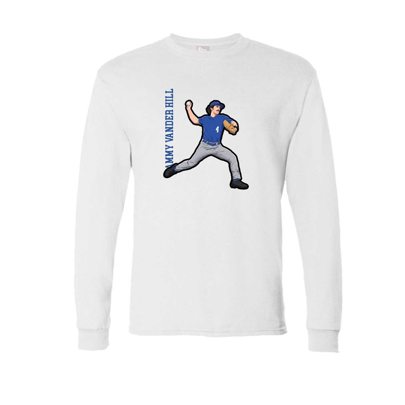 Long Sleeve Tee — Name Vertical in White