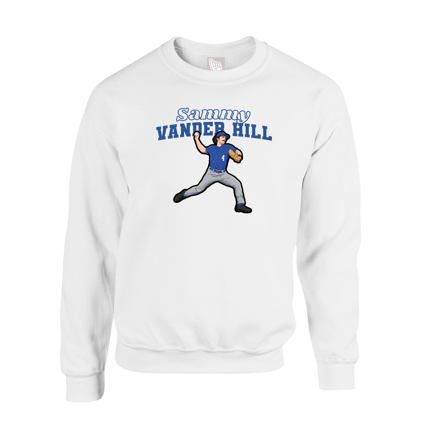 Fleece Crew — Name Arch in White