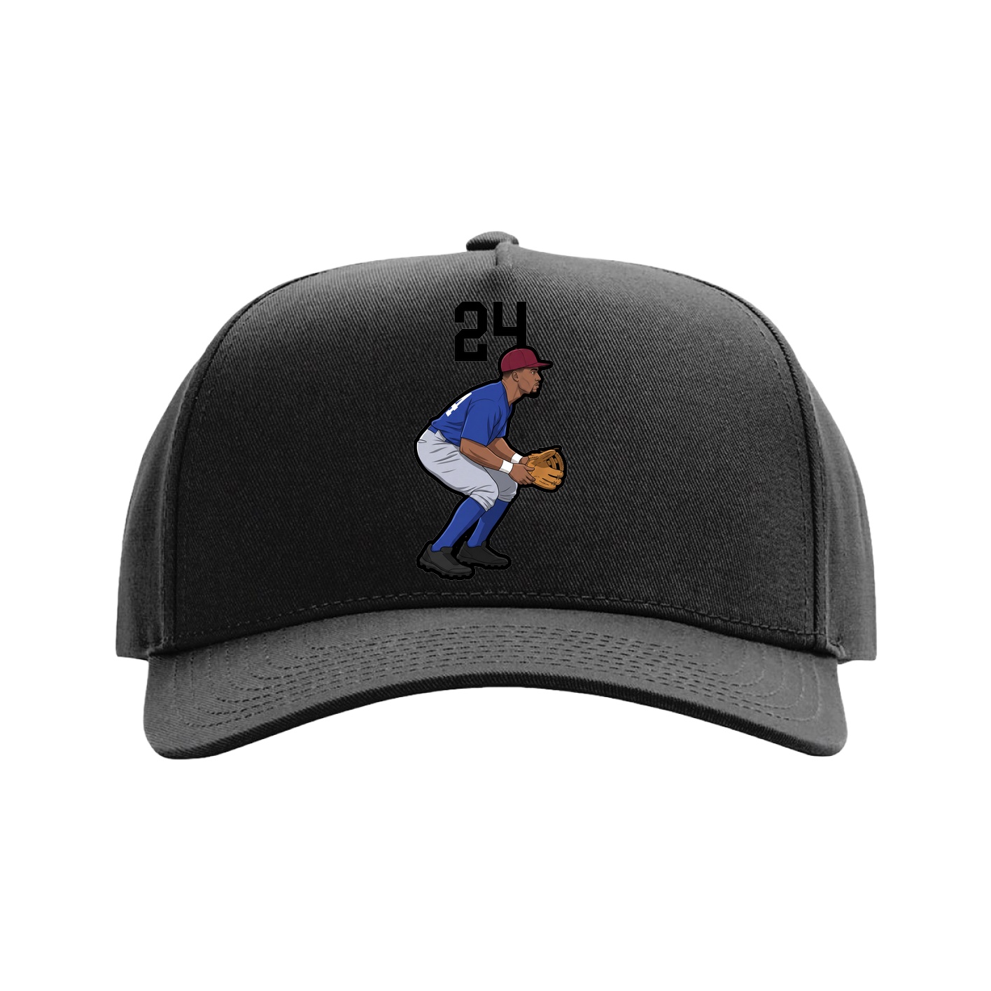 Full Fabric Five-Panel Champ Cap — Number Top in Black