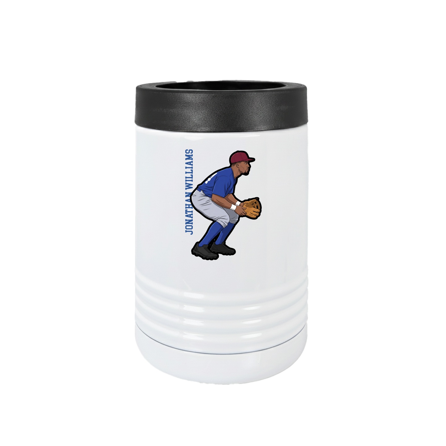 Beverage Holder — Name Vertical in White